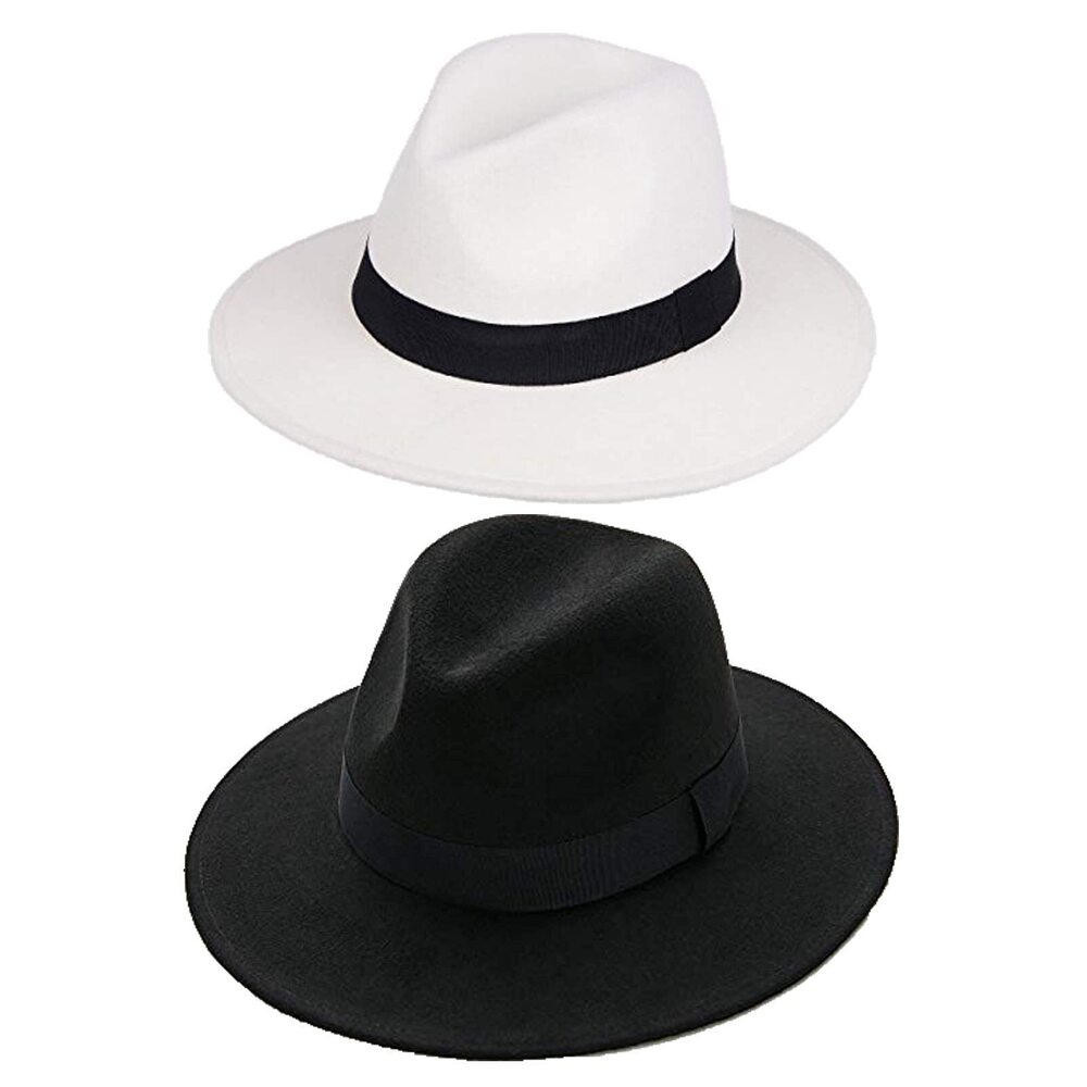 3625 1920's White and Black Gangster Fedora Hat Roaring 20s New Year Party